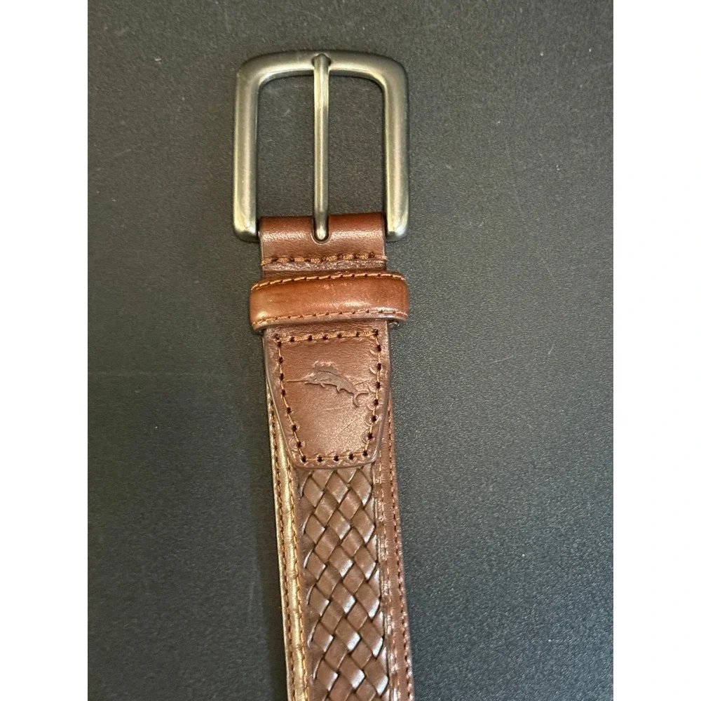 Tommy Bahama Mens Basket Weave Belt Brown 40 Resort Golf Preppy Office Dress